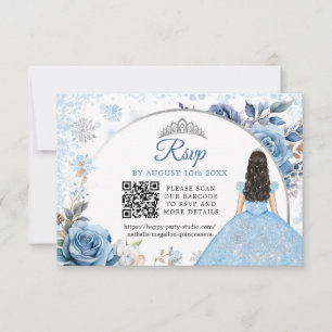 Blue Winter Snowflop Mis Quince QR Code RSVP