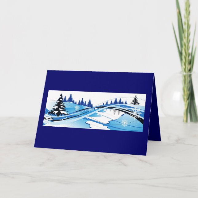 Blue Winter Spelndor Feiertagskarte (Vorderseite)