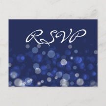 Blue Winter Themed Wedding RSVP Postkarten