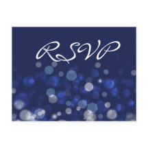 Blue Winter Themed Wedding RSVP Postkarten