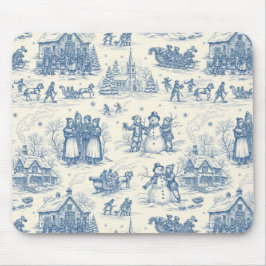 Blue Winter Toile Chinoiserie Mousepad