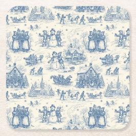 Blue Winter Toile Chinoiserie Rechteckiger Pappuntersetzer