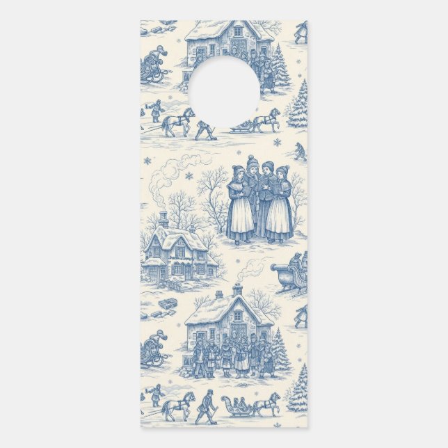 Blue Winter Toile Chinoiserie Türanhänger (Vorderseite)
