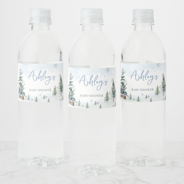 Blue Winter Wonderland Baby Dusche (Flaschen)