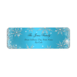 Blue Winter Wonderland Christmas Address Labels