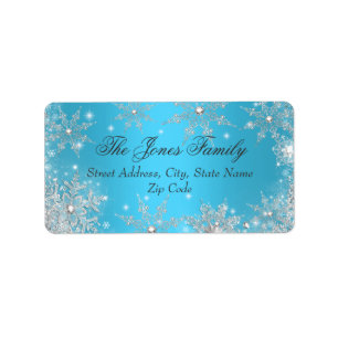 Blue Winter Wonderland Christmas Address Labels Adressaufkleber