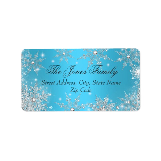Blue Winter Wonderland Christmas Address Labels Adressaufkleber (Vorne)