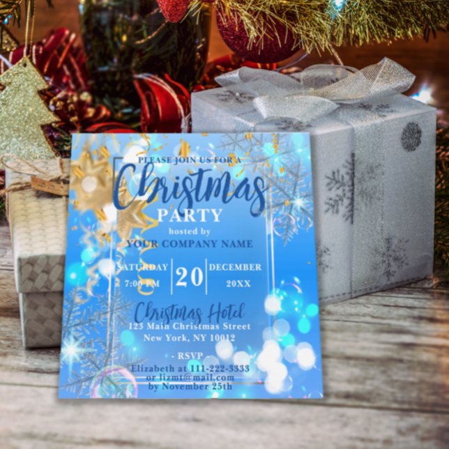 Blue Winter Wonderland Corporate Xmas Party Einladung (Von Creator hochgeladen)