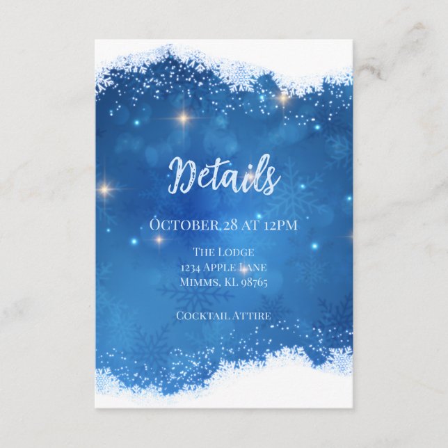 Blue Winter Wonderland Details Card | Snowflakes Begleitkarte (Vorderseite)