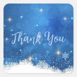Blue Winter Wonderland Envelope Seals | Snowflakes Quadratischer Aufkleber