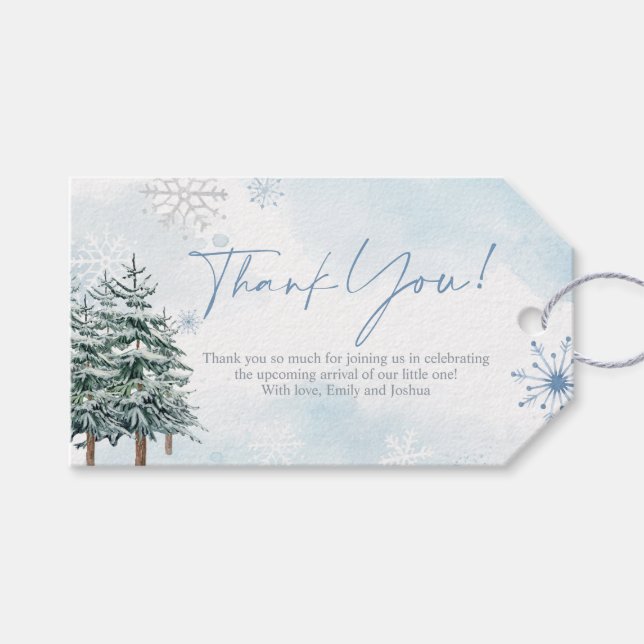 Blue Winter Wonderland - Geschenk und Gefallen Geschenkanhänger (Vorderseite (Horizontal))