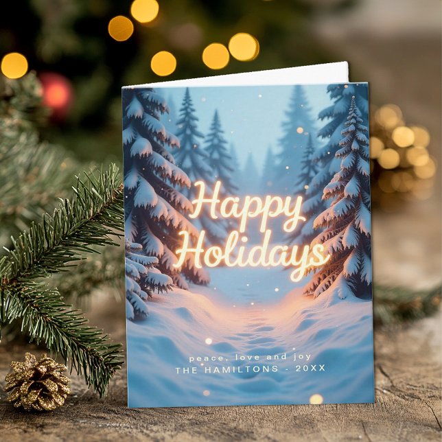 Blue Winter Wonderland Happy Holidays Card Karte (Happy Holidays Personalized Greeting Card)