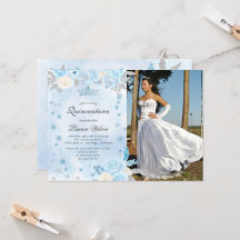 Blue Winter Wonderland Quinceanera Einladung