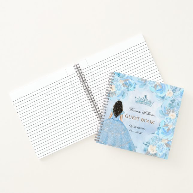 Blue Winter Wonderland Quinceanera Gästebuch Notizbuch (Innenseite)