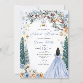Blue Winter Wonderland Snowflake 16 . Geburtstag Einladung