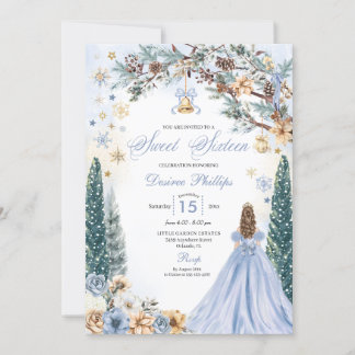 Blue Winter Wonderland Snowflake 16 . Geburtstag Einladung