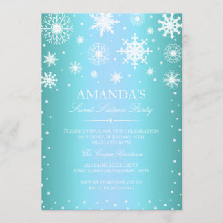 Blue Winter Wonderland Sweet 16 Einladung