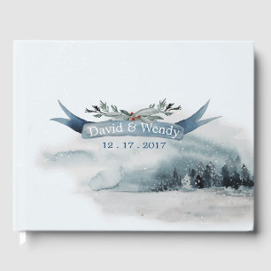 Blue Winter Wonderland Wedding Guest Book Gästebuch