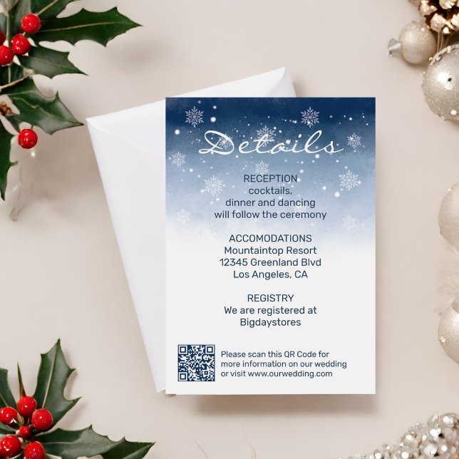 Blue Winter Wonderland Weihnachten Hochzeit Begleitkarte (Von Creator hochgeladen)