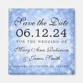Blue Winter Wonderland Winter Save the Date Magnet
