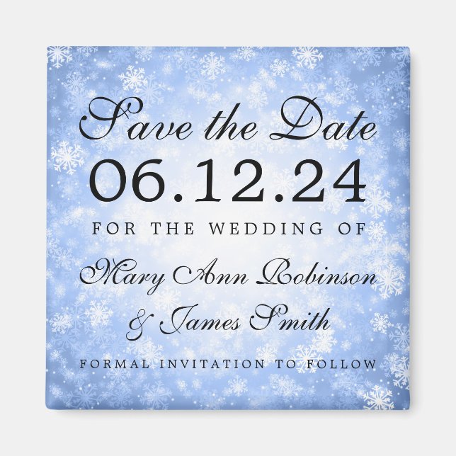 Blue Winter Wonderland Winter Save the Date Magnet (Vorne)