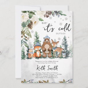 Blue Winter Woodland Baby Dusche Einladung
