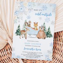 Blue Winter Woodland Baby Dusche