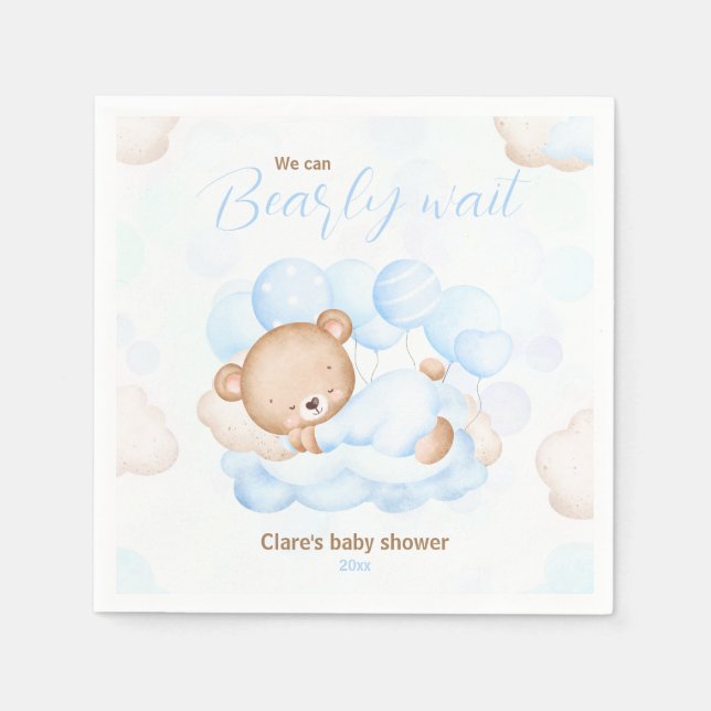 Blue Wir können frühzeitig abwarten Baby-Dusche Na Serviette (Vorderseite)