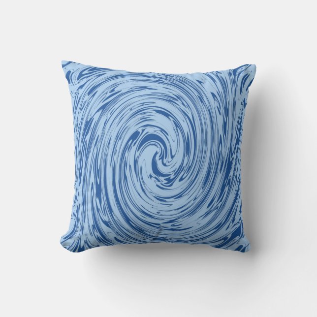 Blue Wirbel Abstraktes Muster Stilvolles Nautical  Kissen (Vorderseite)