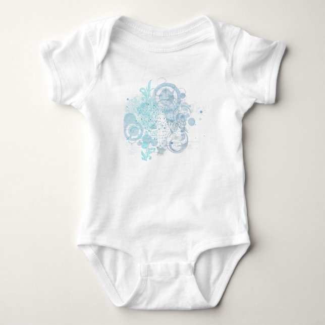 Blue Wirbel Baby Strampler (Vorderseite)