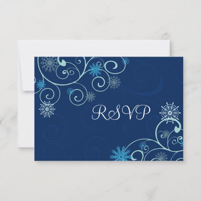 Blue Wirbel Christmas RSVP Cards (Vorderseite)