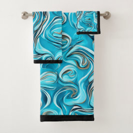 Blue Wirbel Digital Paint Design Badhandtuch Set