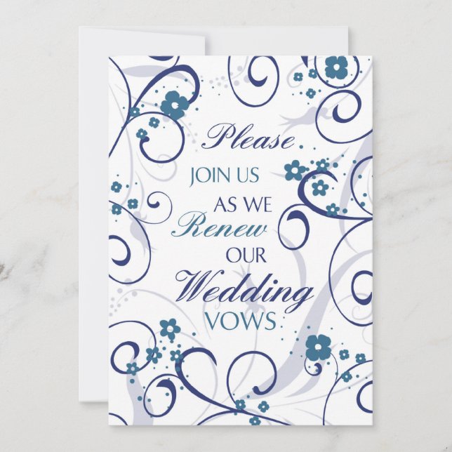 Blue Wirbel Hochzeitverlängerungskarte Einladung (Vorderseite)