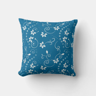 Blue Wirble Blume Throw PIllow Kissen