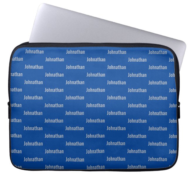 Blue with Gray Name Pattern Laptopschutzhülle (Vorderseite)