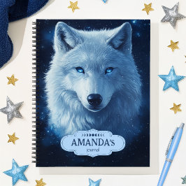 Blue Wolf Celestial Sky Stars Sozialangst Notizbuch