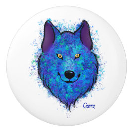 Blue Wolf - Knob Keramikknauf