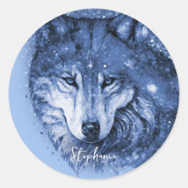 Blue Wolf Name Personalisiert Sticker
