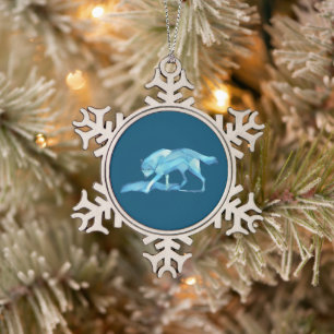 Blue Wolf Schneeflocken Zinn-Ornament