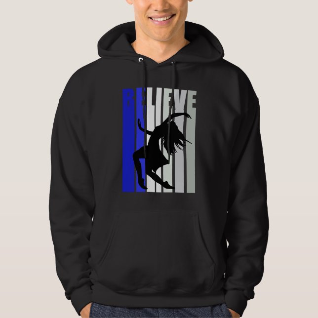 Blue Womens Believe Dance Inspirational Dancer Gir Hoodie (Vorderseite)