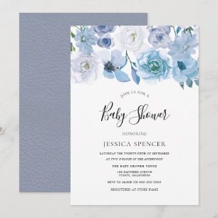 Blue Wonderland Gris Baby shower Invitation