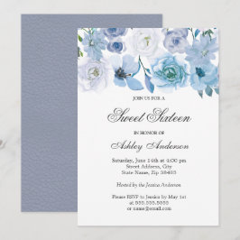 Blue Wonderland Gris Sweet sixteen Invitation