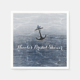 Blue Wood Elegant Nautical Beach Sea Verlobung Serviette