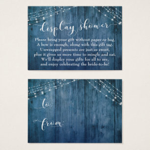 Blue Wood & Lights No Wrap Fête des mariées Card
