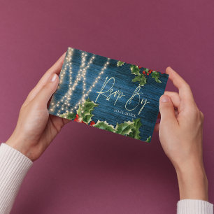 Blue Wood String Lights Weihnachtszeit RSVP Karte