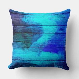 Blue Wood Vintage Kissen