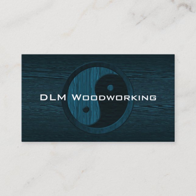 Blue Wood Yin Yang Contractor Business Card Visitenkarte (Vorderseite)