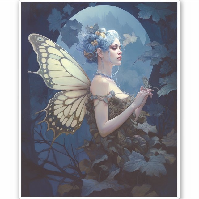 Blue Woodland Faiasy Fantasy Art Aufkleber (Vorderseite)