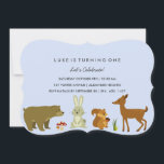 Blue Woodland Friends Birthday Einladung<br><div class="desc">Matching Produkte im GoDesign Store!</div>