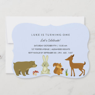 Blue Woodland Friends Invitation d'anniversaire